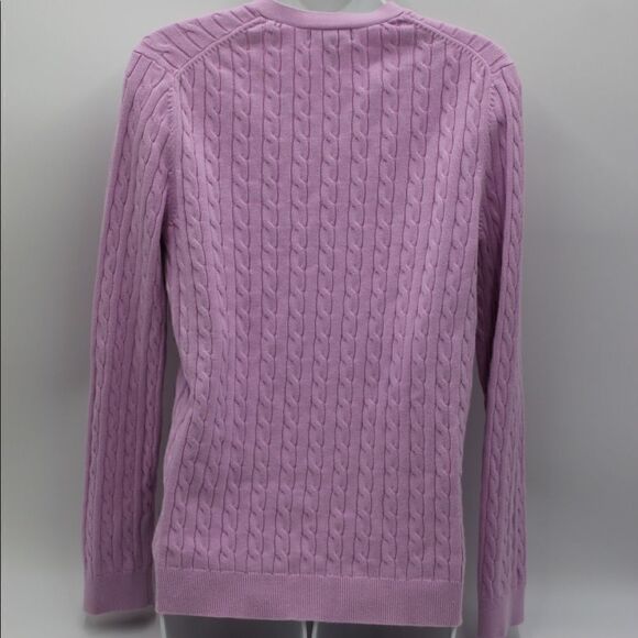 Pink cable knit lands end 100% baumwolle cardigan sweater - Picture 2 of 12